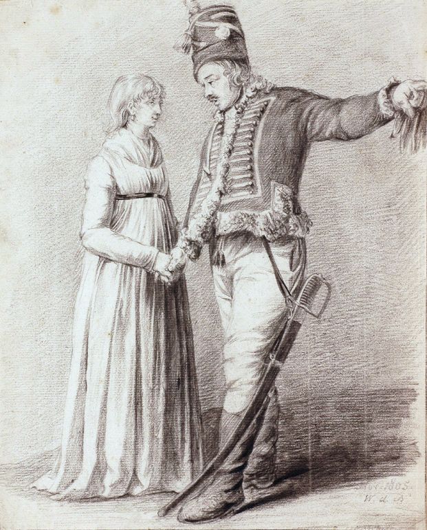 The Declaration; Hussar And Maiden by Johannes Pieter Visser-Bender, 1805